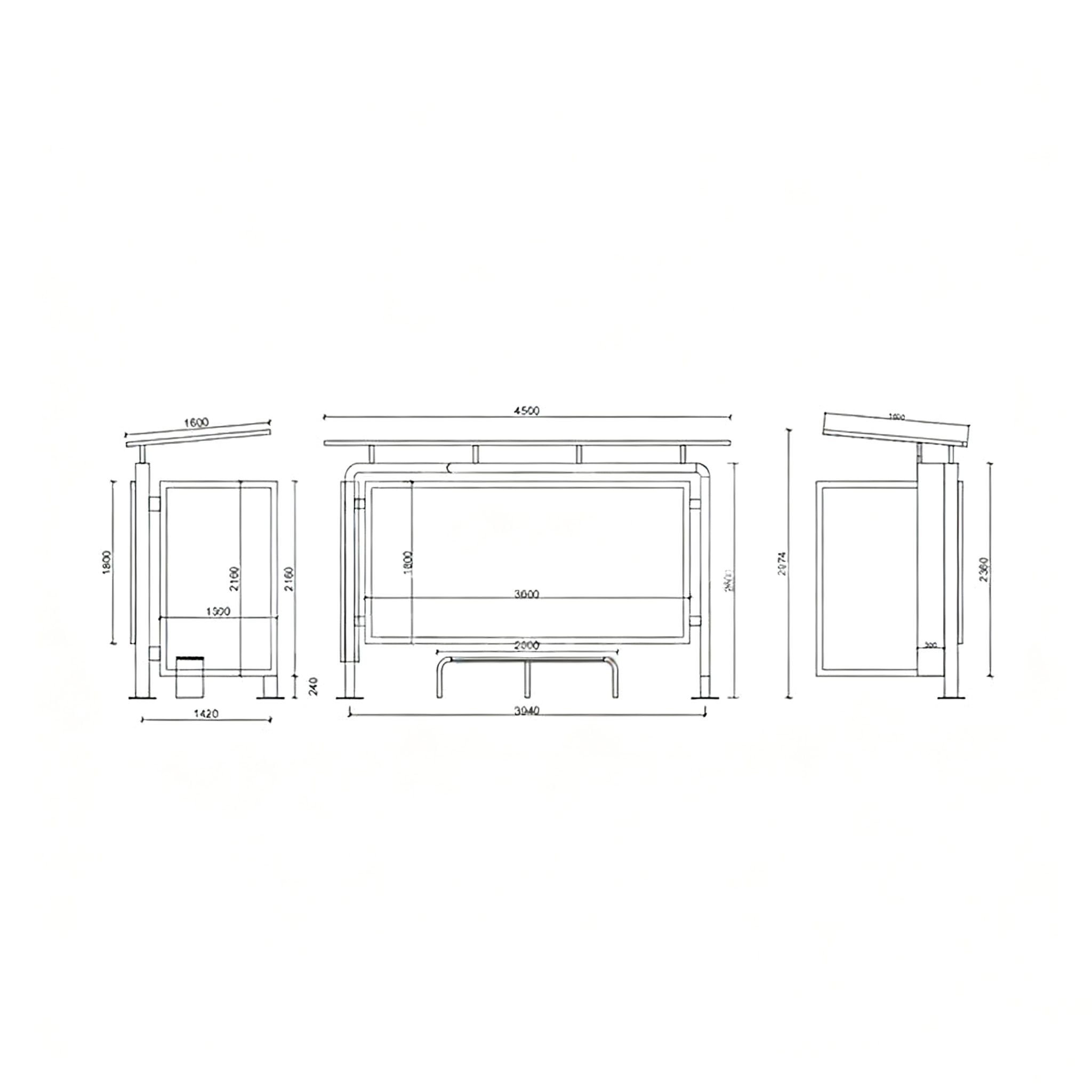 Hl-2023-0009 Hot-Dip Galvanized Steel Sheet Bus Shelter