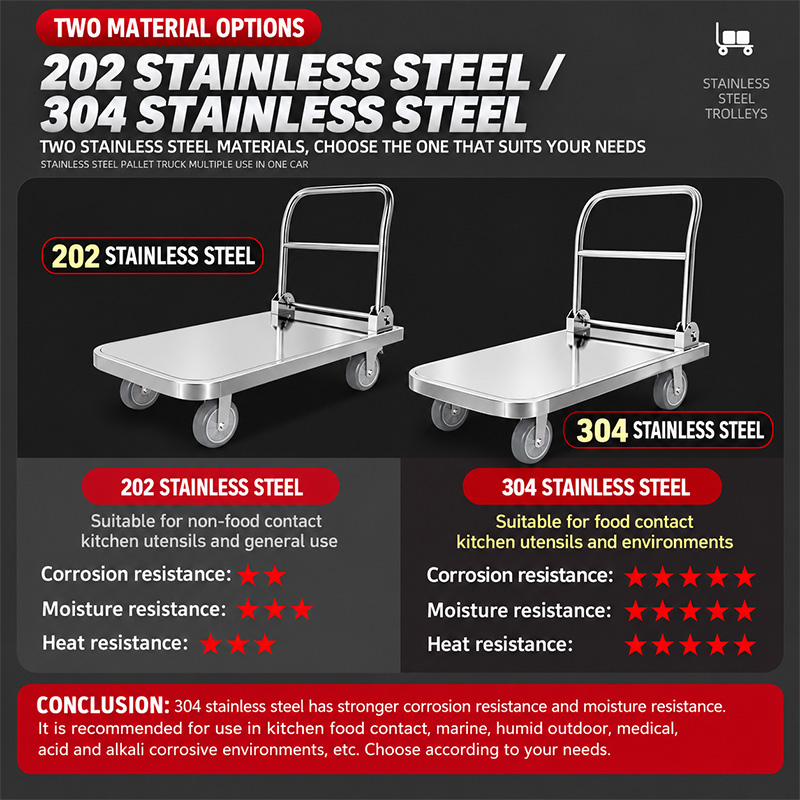 304 stainless steel Heavy-duty load capacity Platform Trolley
