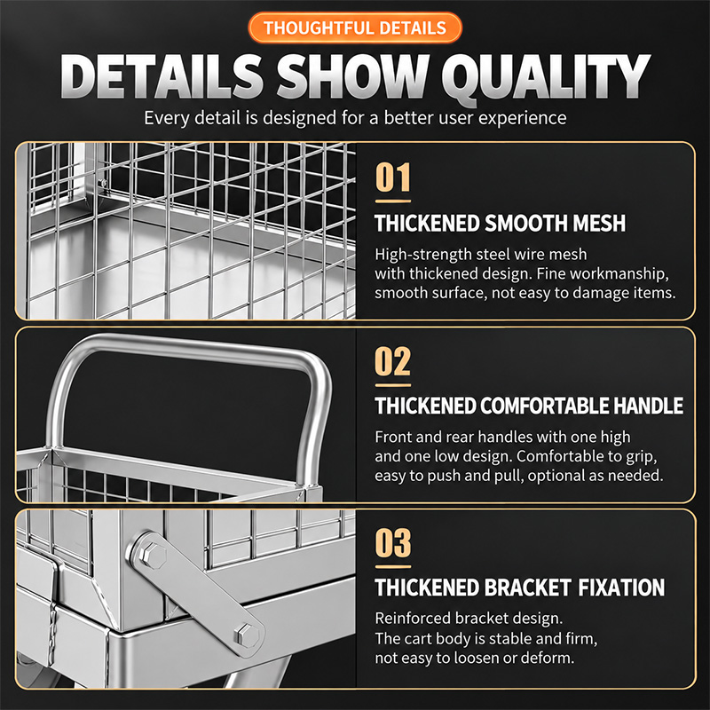 Easy Assembly and Portable Silent Casters Cage Trolley