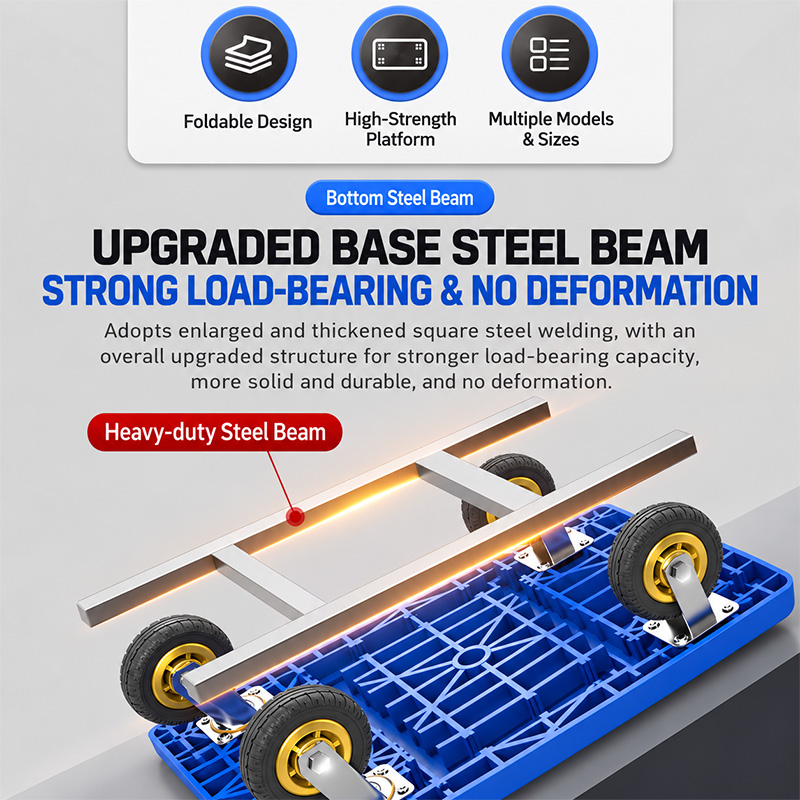 Twin-steel-pipe multi-ribbed vehicle deck Platform Trolley Twin-steel-pipe multi-ribbed vehicle deck Platform Trolley