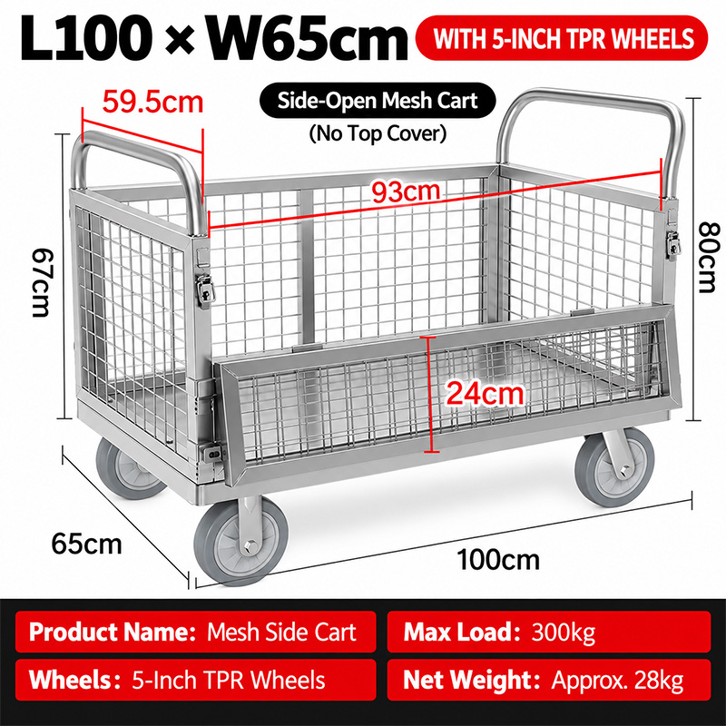 Cage Trolley with 5-inch lightweight TPR casters