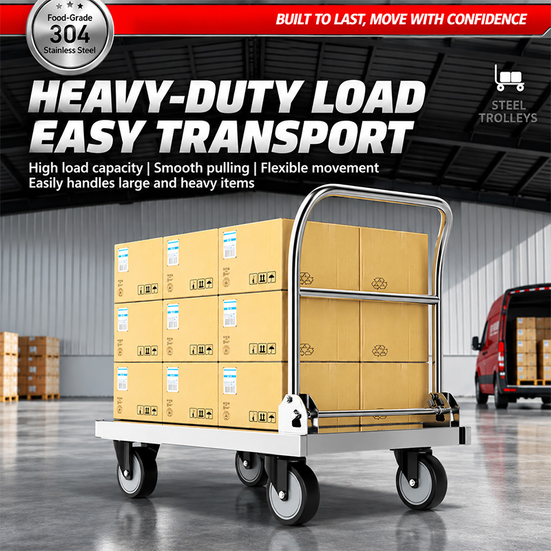 304 stainless steel Heavy-duty load capacity Platform Trolley