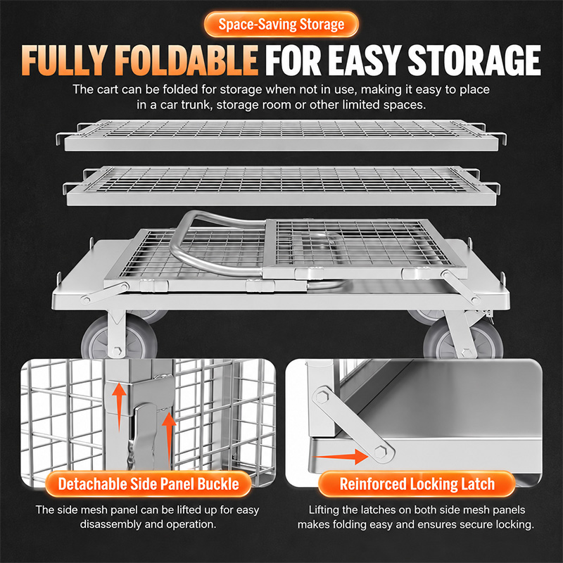 Easy Assembly and Portable Silent Casters Cage Trolley