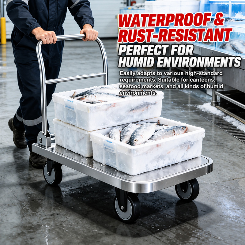 304 stainless steel Heavy-duty load capacity Platform Trolley