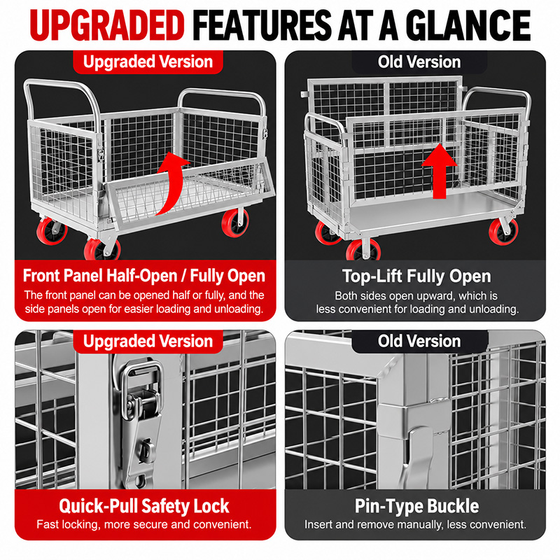 Easy Assembly and Portable Silent Casters Cage Trolley