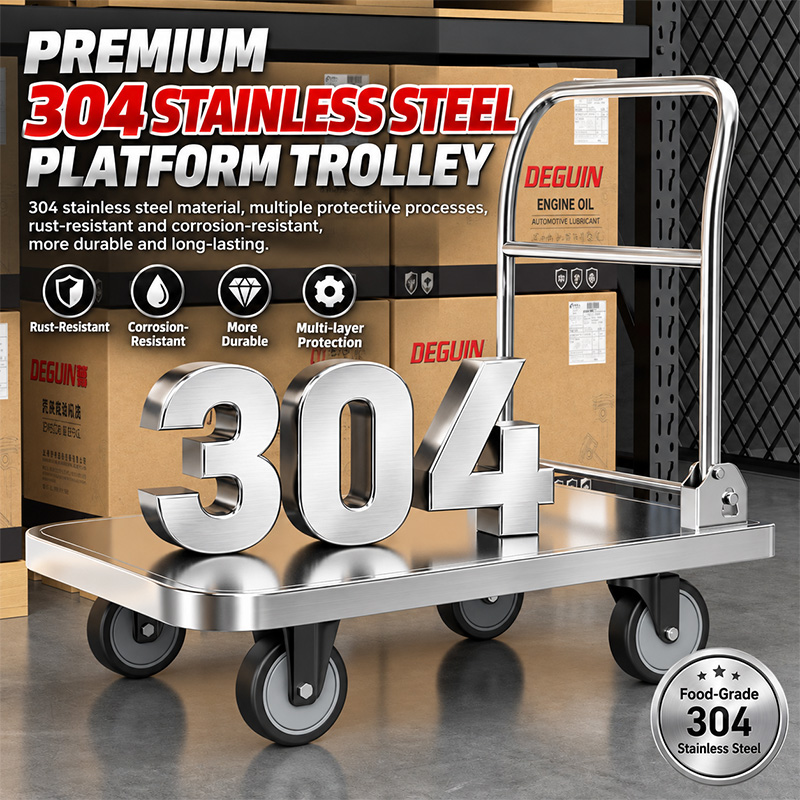 304 stainless steel Heavy-duty load capacity Platform Trolley