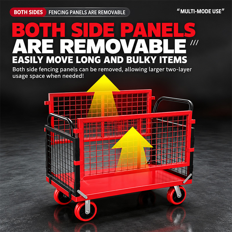 Fully Foldable Mesh Transport Cart Cage Trolley Ideal For Warehouse Storage