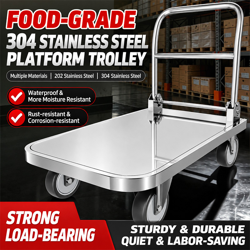 304 stainless steel Heavy-duty load capacity Platform Trolley