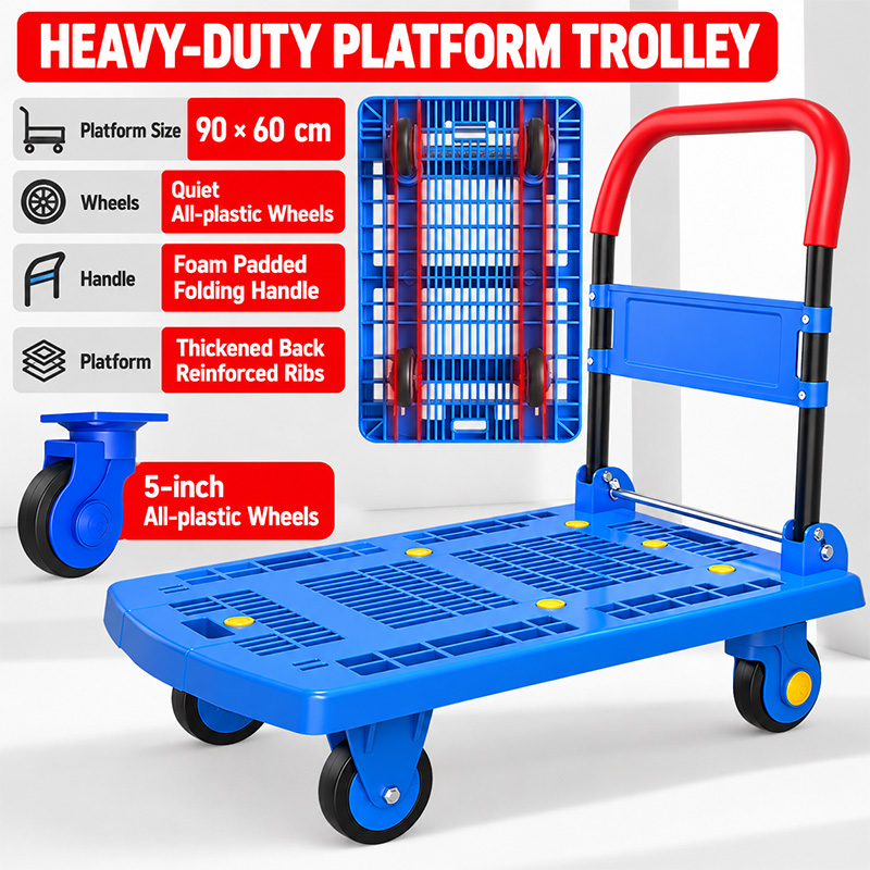 Hollow-Out Platform Trolley with Silent Casters