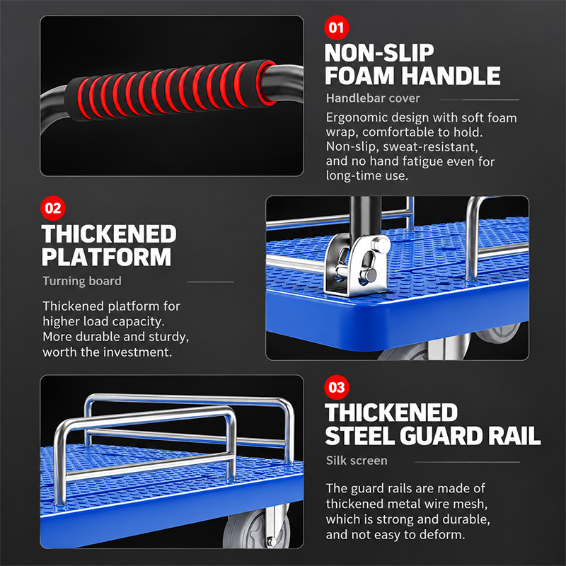 Foldable Heavy-Duty Platform Truck with Side Rails