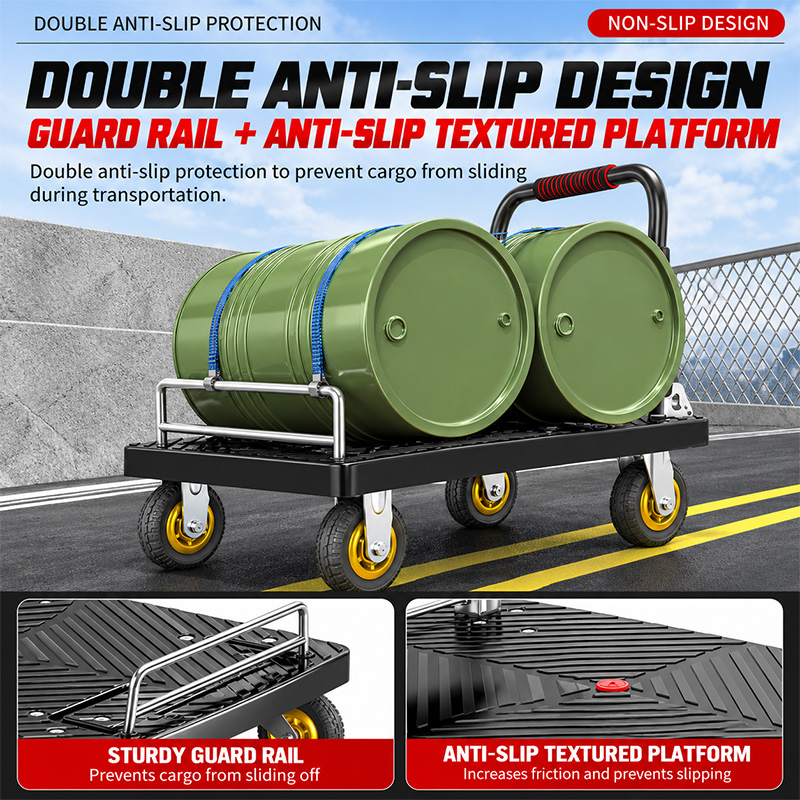 Heavy-Duty Silent-Caster Platform Truck with Side Rails Heavy-Duty Silent-Caster Platform Truck with Side Rails