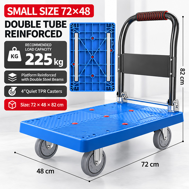 Reinforced Four-Tube Heavy-Duty Platform Trolley with Silent Casters
