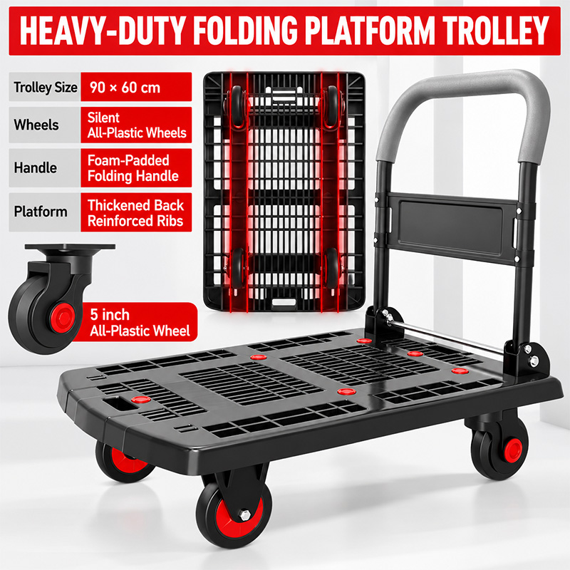 Hollow-Out Platform Trolley with Silent Casters