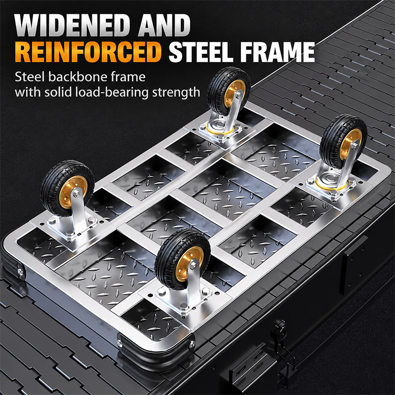 Foldable Steel-Reinforced Platform Trolley with Extra-Thick Deck