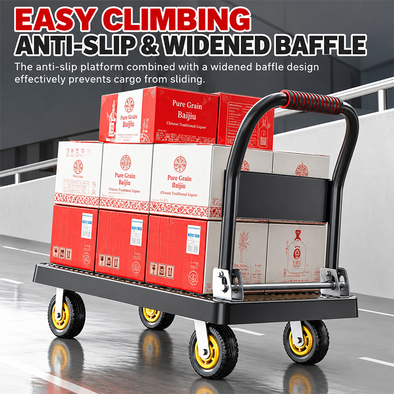 Reinforced Four-Tube Heavy-Duty Platform Trolley with Silent Casters
