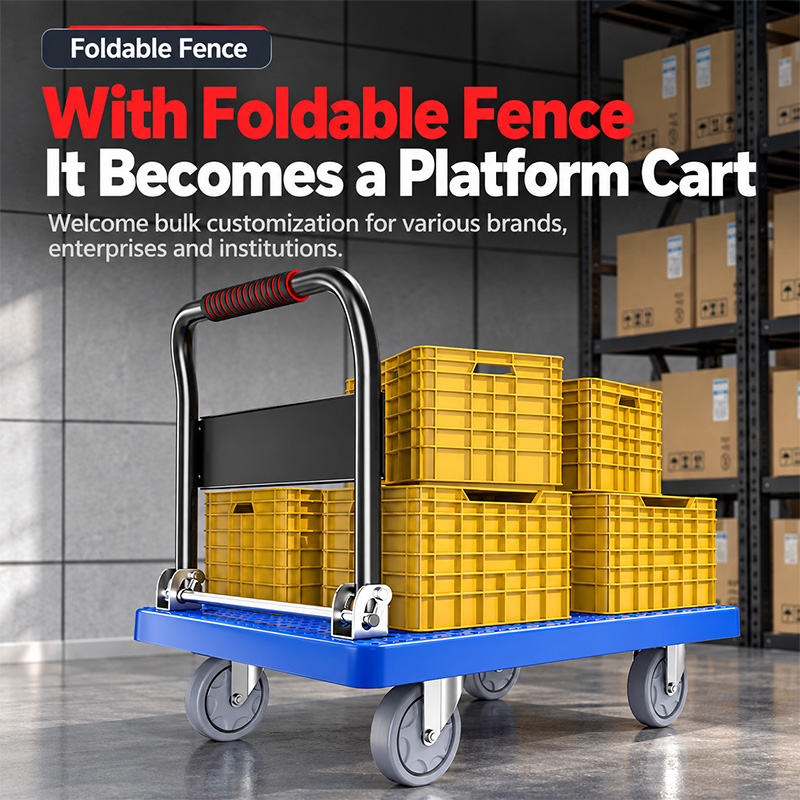 Foldable Heavy-Duty Platform Truck with Side Rails
