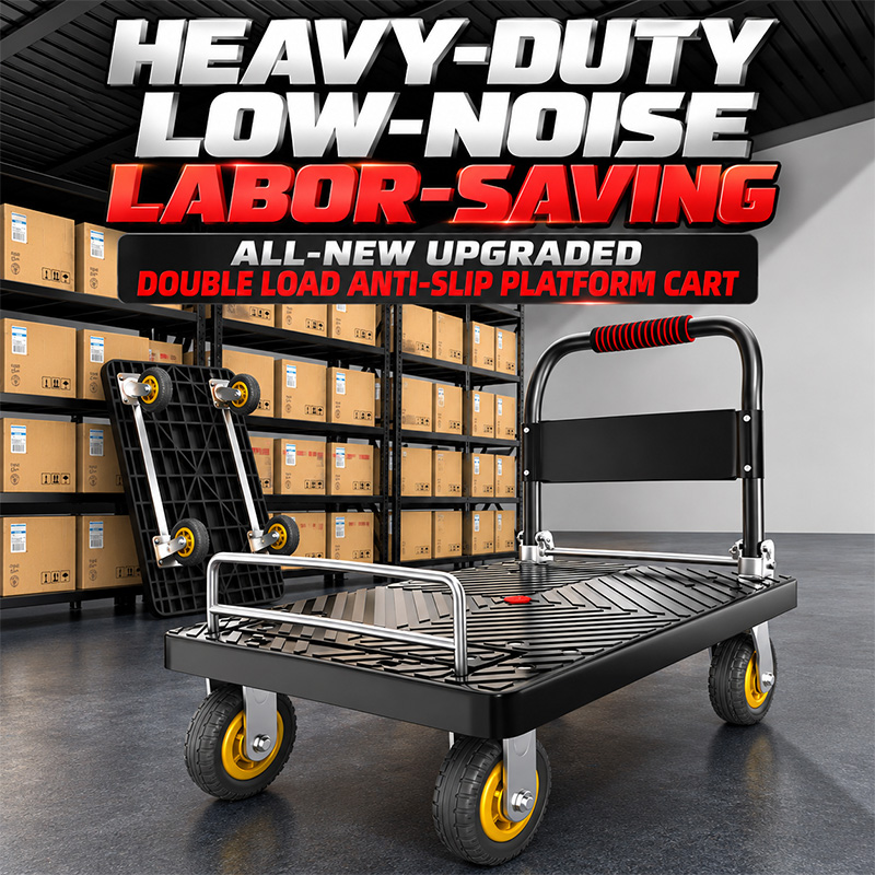 Heavy-Duty Silent-Caster Platform Truck with Side Rails Heavy-Duty Silent-Caster Platform Truck with Side Rails