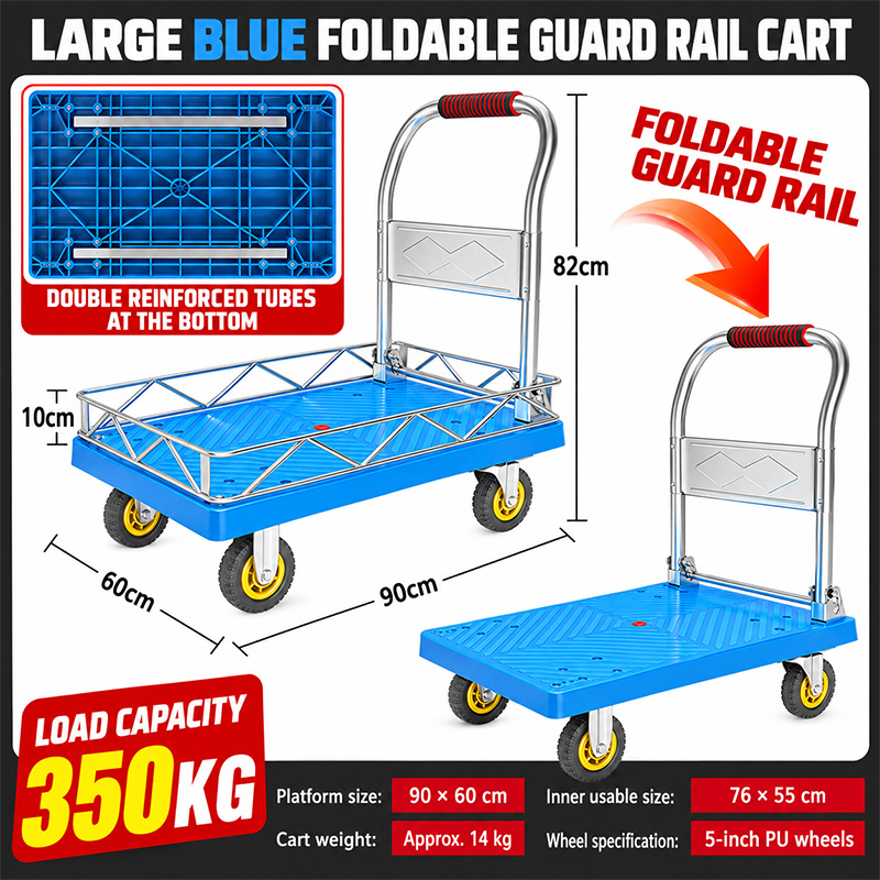Reinforced Stainless-Steel Platform Truck with Side Rails