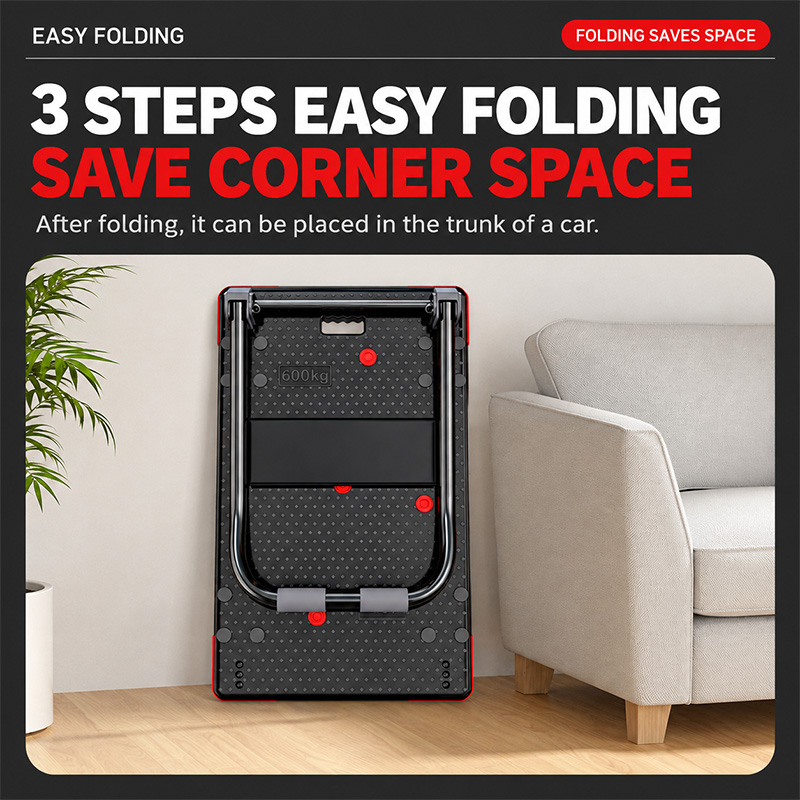 Heavy-Duty Foldable Platform Trolley with Spare Caster