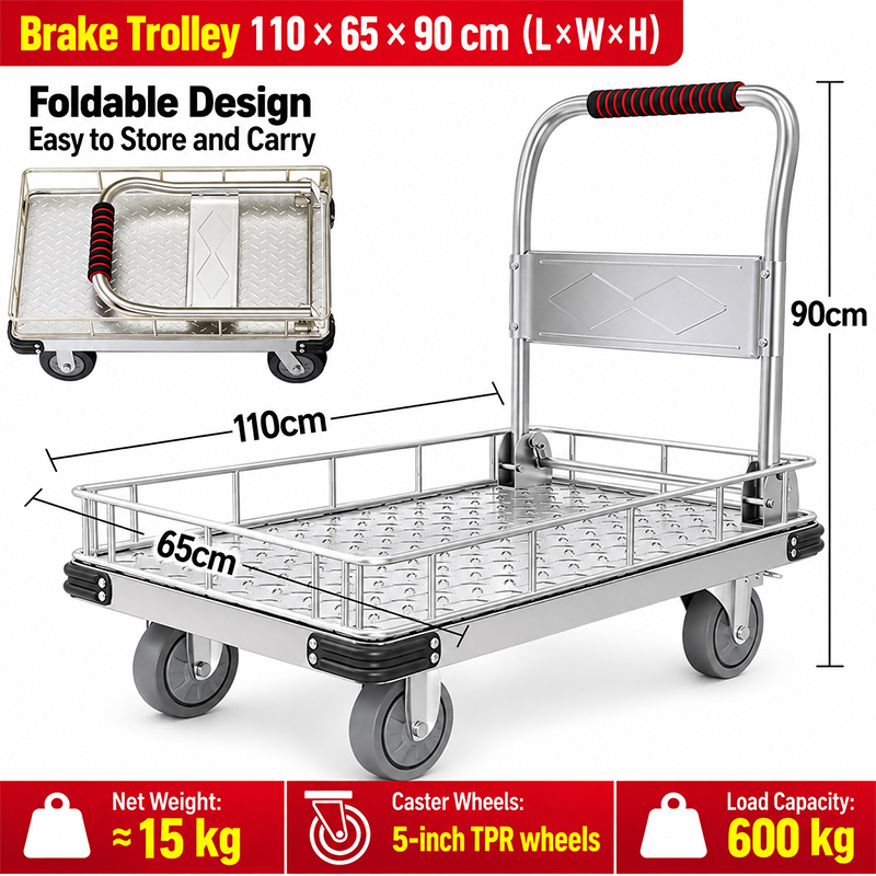 Foldable Low-Rail Platform Truck with Side Rails