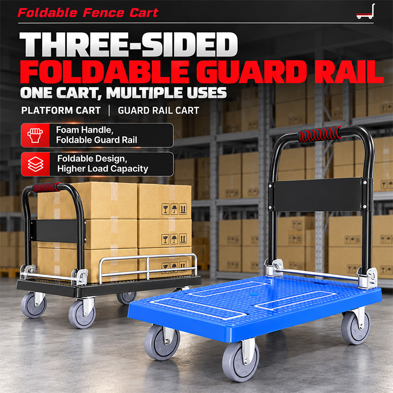 Foldable Heavy-Duty Platform Truck with Side Rails