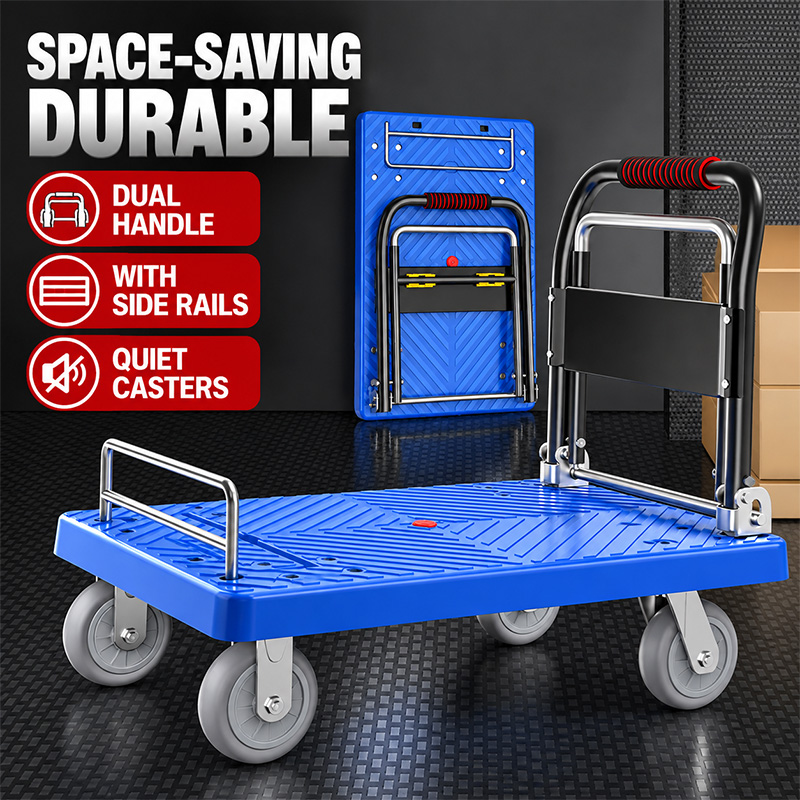 Heavy-Duty Silent-Caster Platform Truck with Side Rails Heavy-Duty Silent-Caster Platform Truck with Side Rails