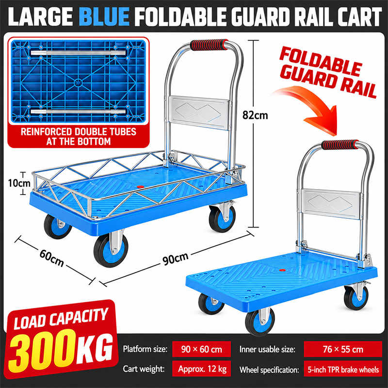Reinforced Stainless-Steel Platform Truck with Side Rails