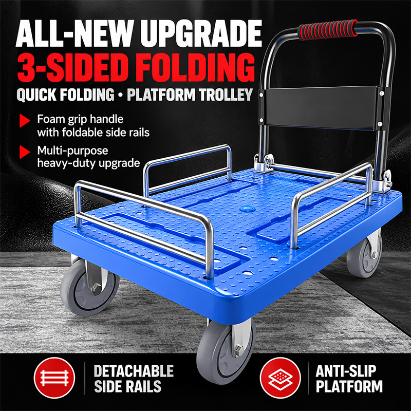 Foldable Heavy-Duty Platform Truck with Side Rails