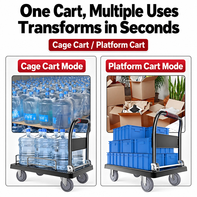 Tri-Fold Non-Slip Platform Truck with Side Rails