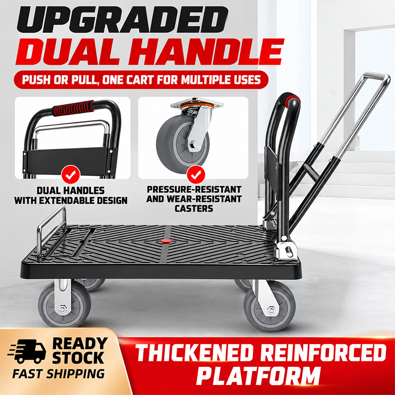 Heavy-Duty Silent-Caster Platform Truck with Side Rails Heavy-Duty Silent-Caster Platform Truck with Side Rails