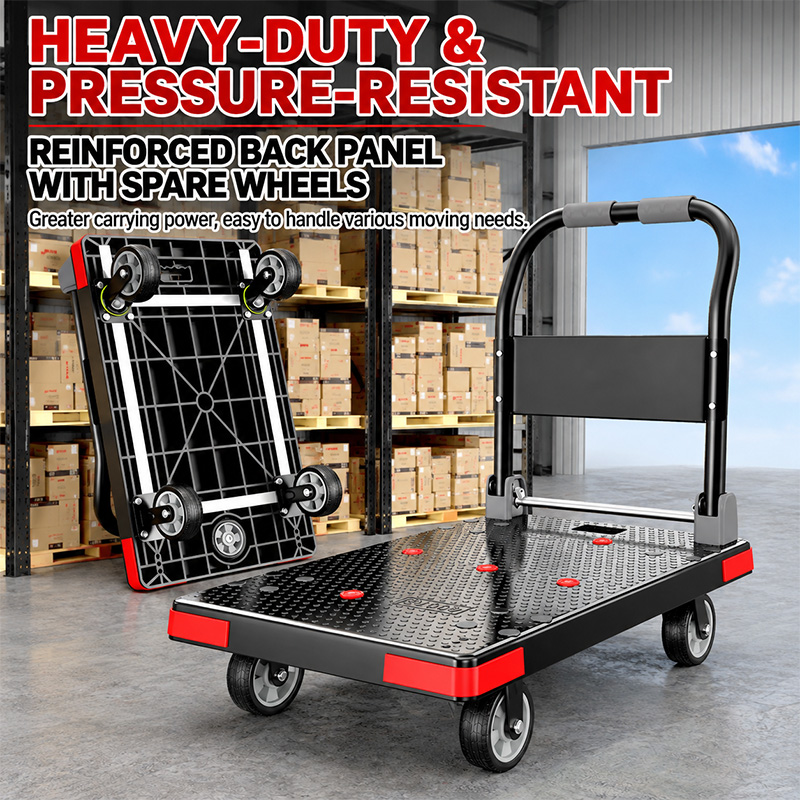 Heavy-Duty Foldable Platform Trolley with Spare Caster