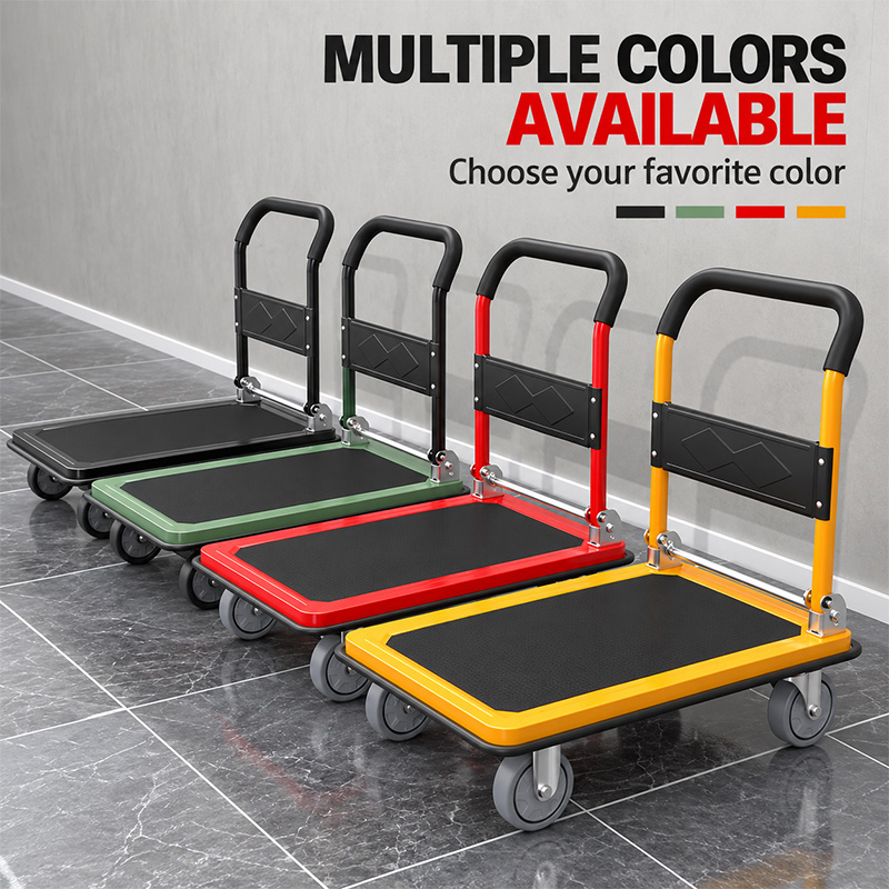 Foldable Heavy-Duty Platform Trolley with Load-Bearing Beam