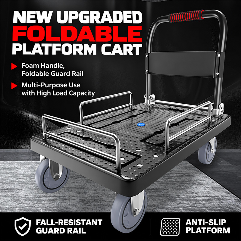 Tri-Fold Non-Slip Platform Truck with Side Rails