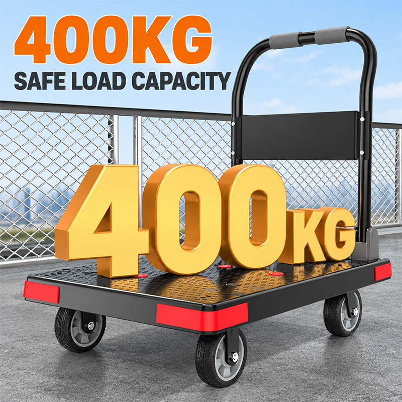 Heavy-Duty Foldable Platform Trolley with Spare Caster