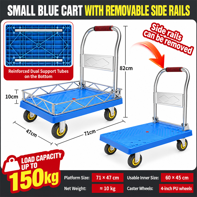 Reinforced Stainless-Steel Platform Truck with Side Rails