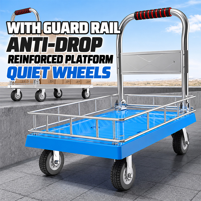 Reinforced Stainless-Steel Platform Truck with Side Rails
