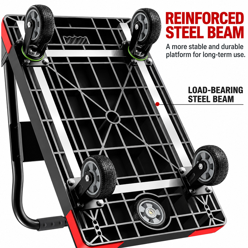 Heavy-Duty Foldable Platform Trolley with Spare Caster