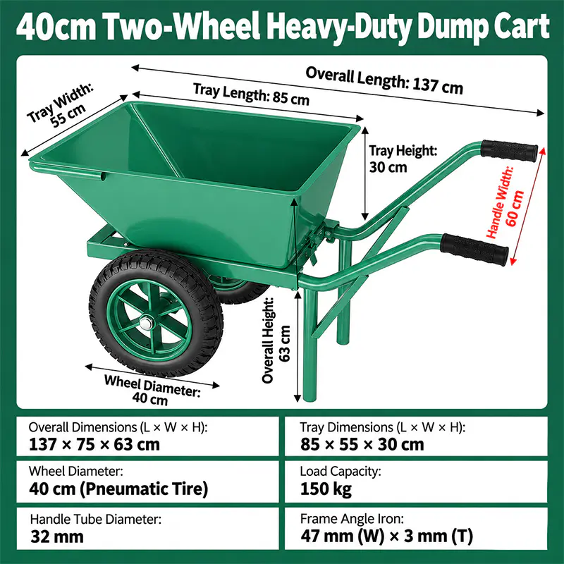 Shock-Absorbing Solid-Tire Wheelbarrow