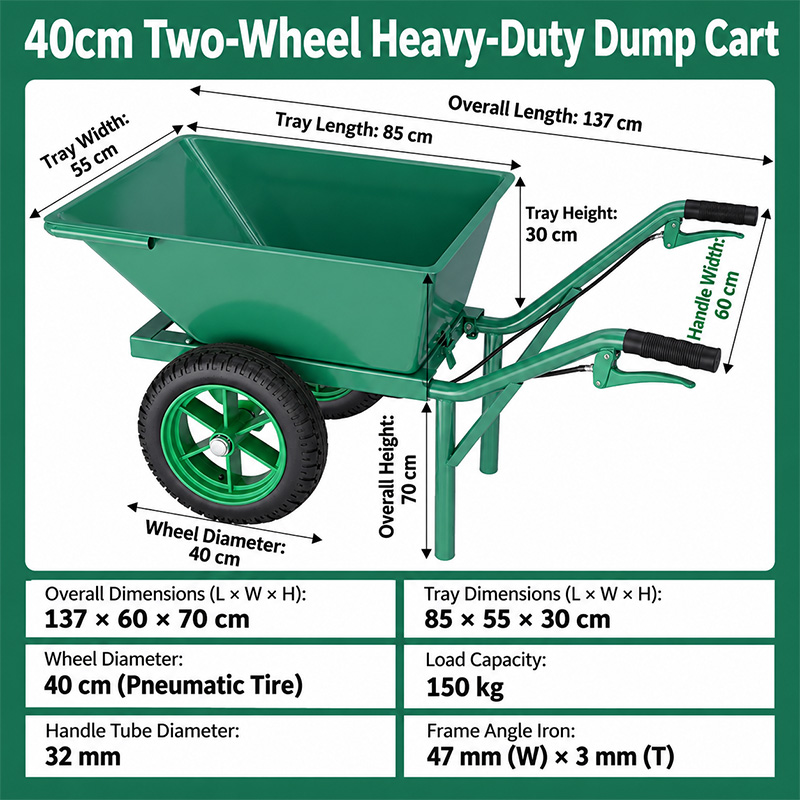 Shock-Absorbing Solid-Tire Wheelbarrow