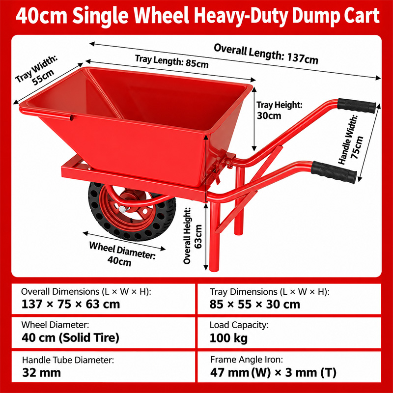 Heavy-Duty Single-Wheel Wheelbarrow