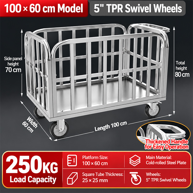 Cold-Rolled Steel TPR-Caster Cage Trolley