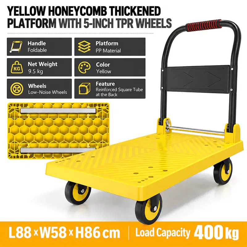 Honeycomb-Deck TPR-Caster Platform Trolley