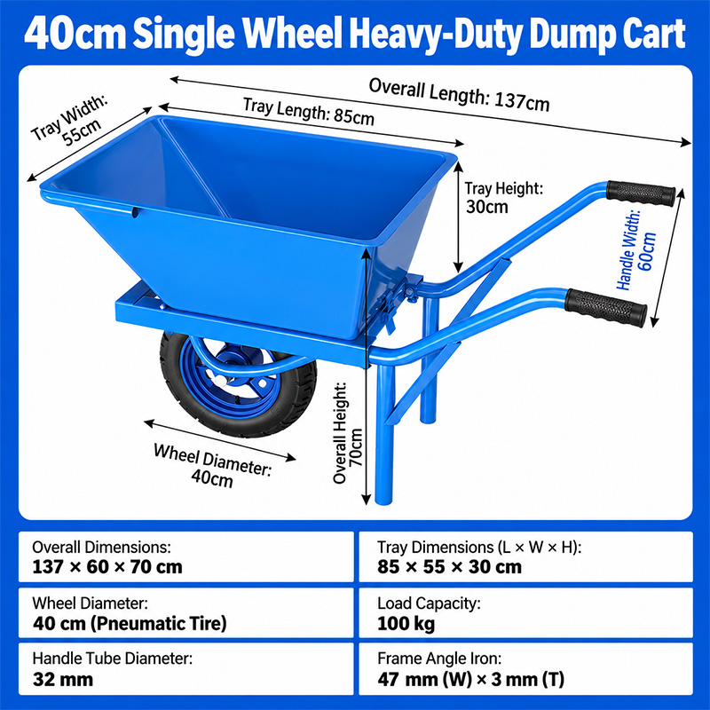 Thickened-Hopper Large-Wheel Wheelbarrow